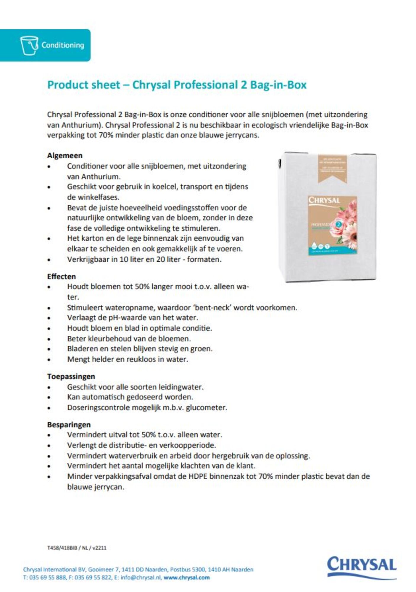 Chrysal Professional 2 Bag-in-Box