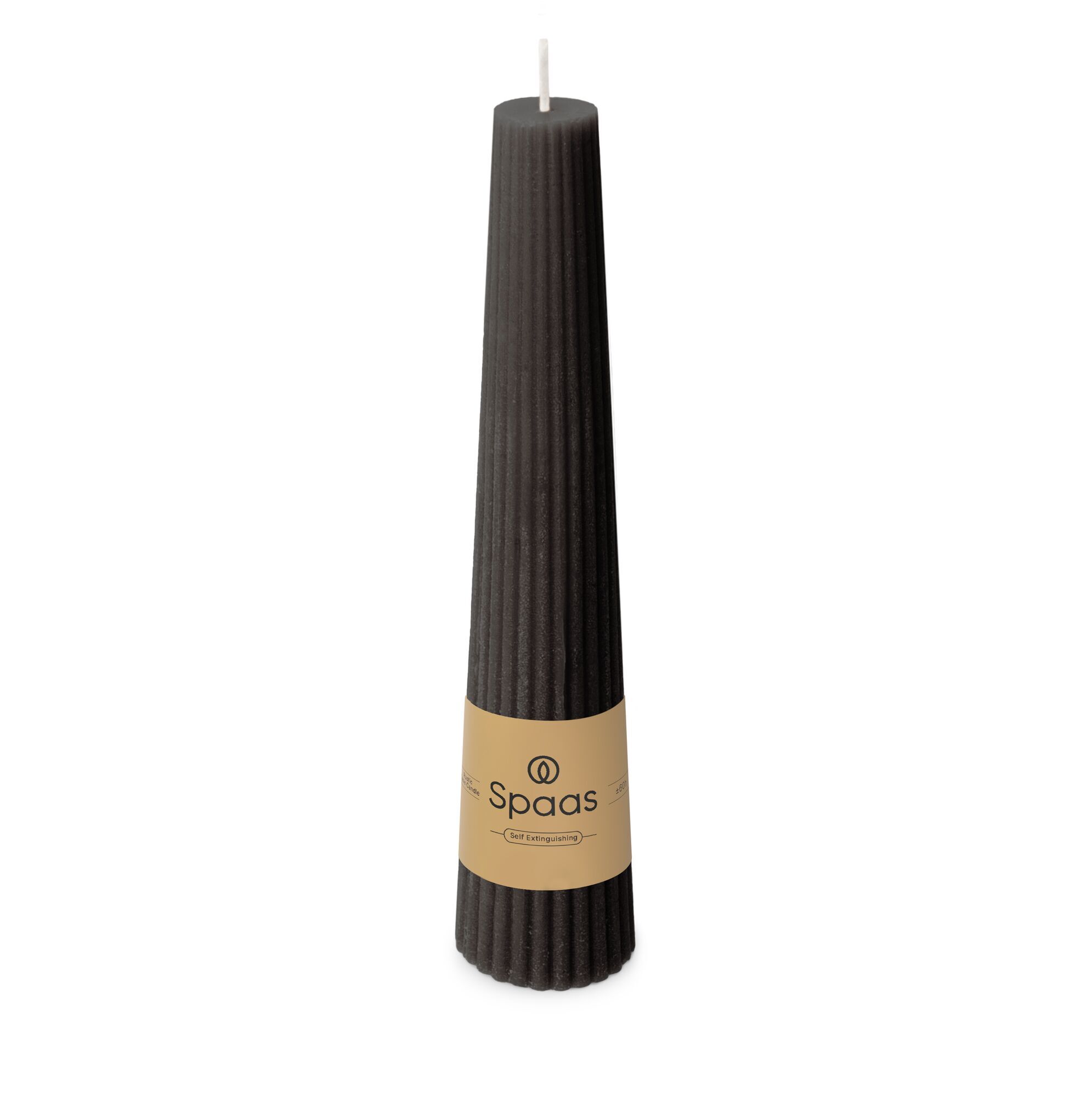 Geribde Obelisk Kaars - zwart