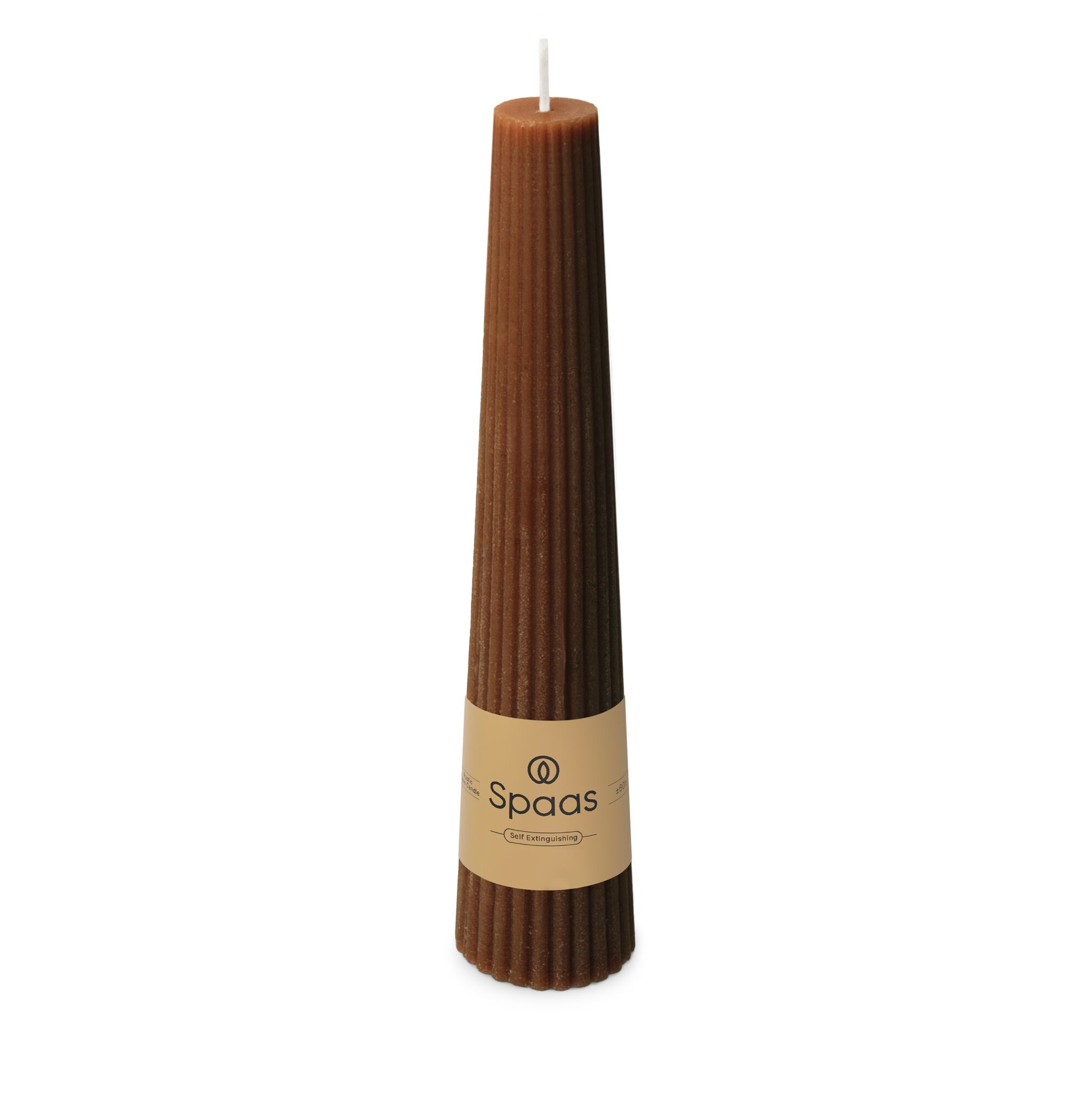 Geribde Obelisk Kaars - bruin
