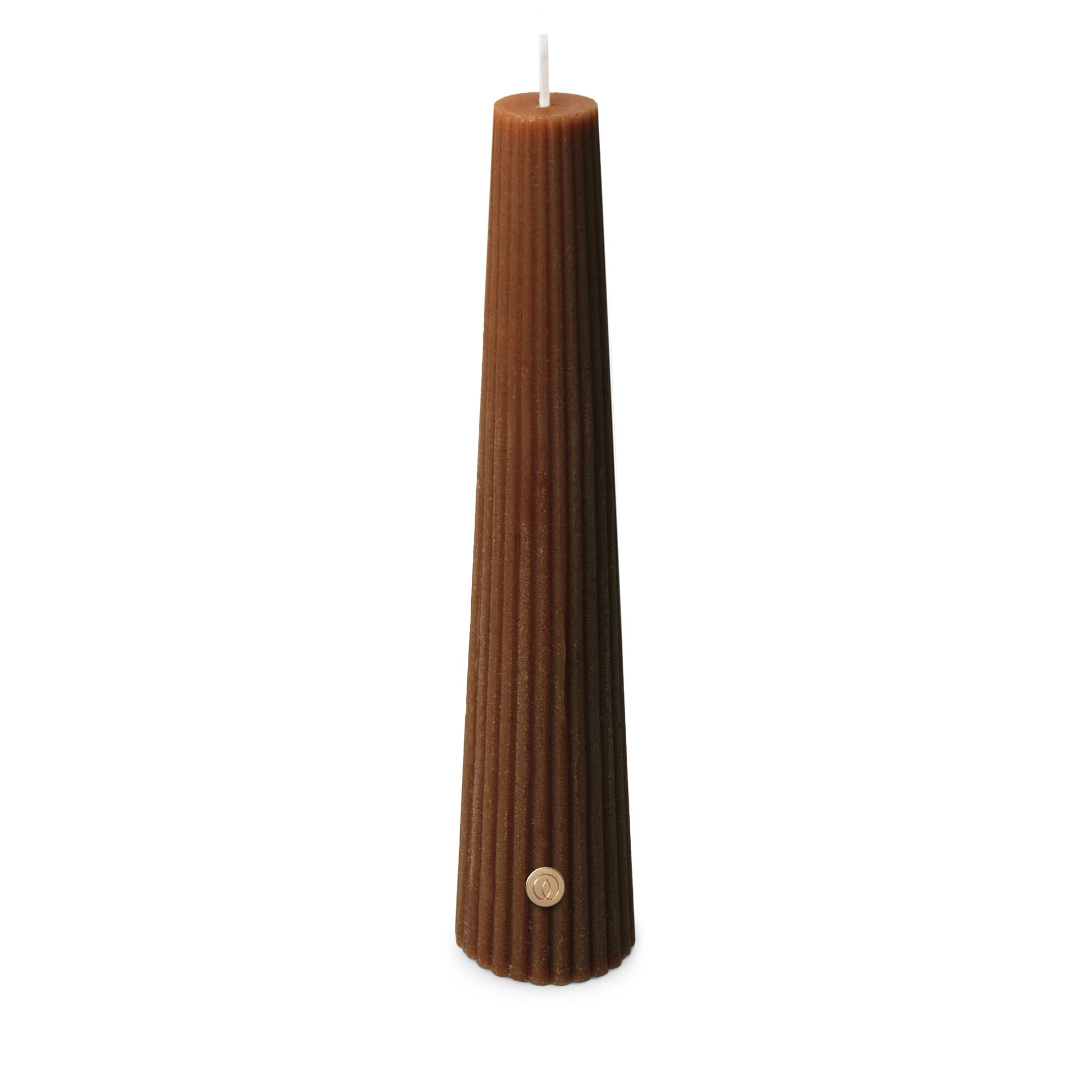 Geribde Obelisk Kaars - bruin