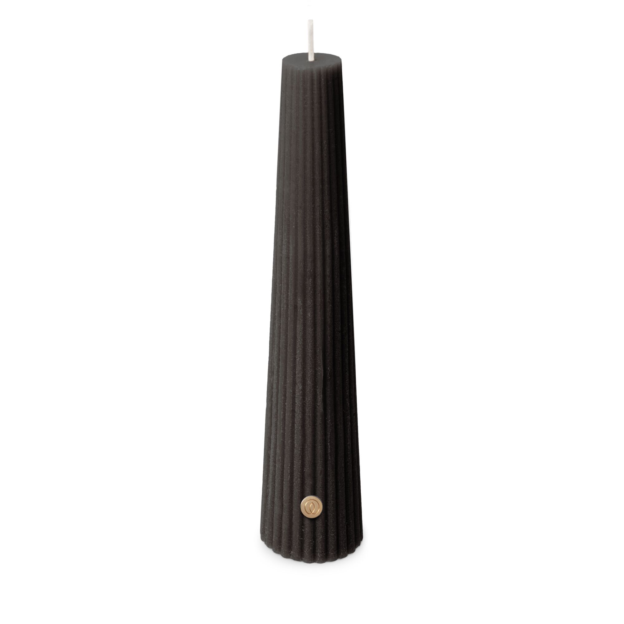Geribde Obelisk Kaars - zwart